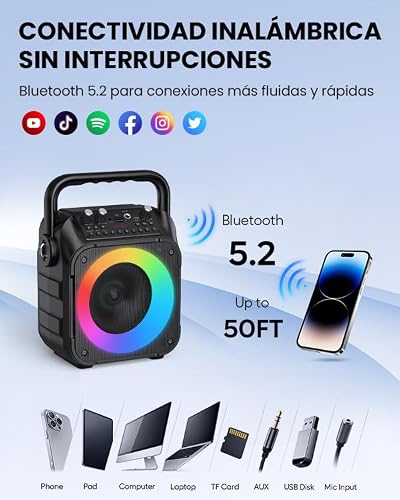 Detalle de Karaoke Wowstar: Máquina Karaoke para Adultos con 2 Micrófonos Inalámbricos
