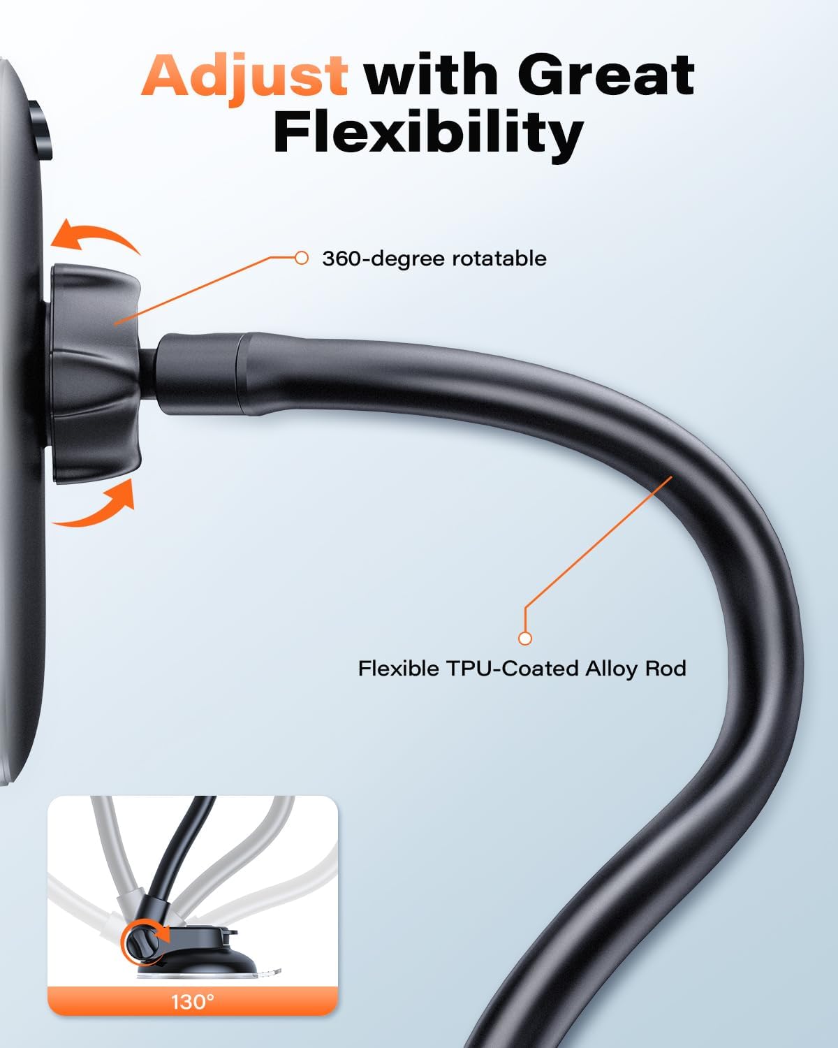 Detalle de APPS2Car Cell Phone Holder for Car Dashboard & Windshield (Long Arm, Anti-Shake, Strong Suction Mount)