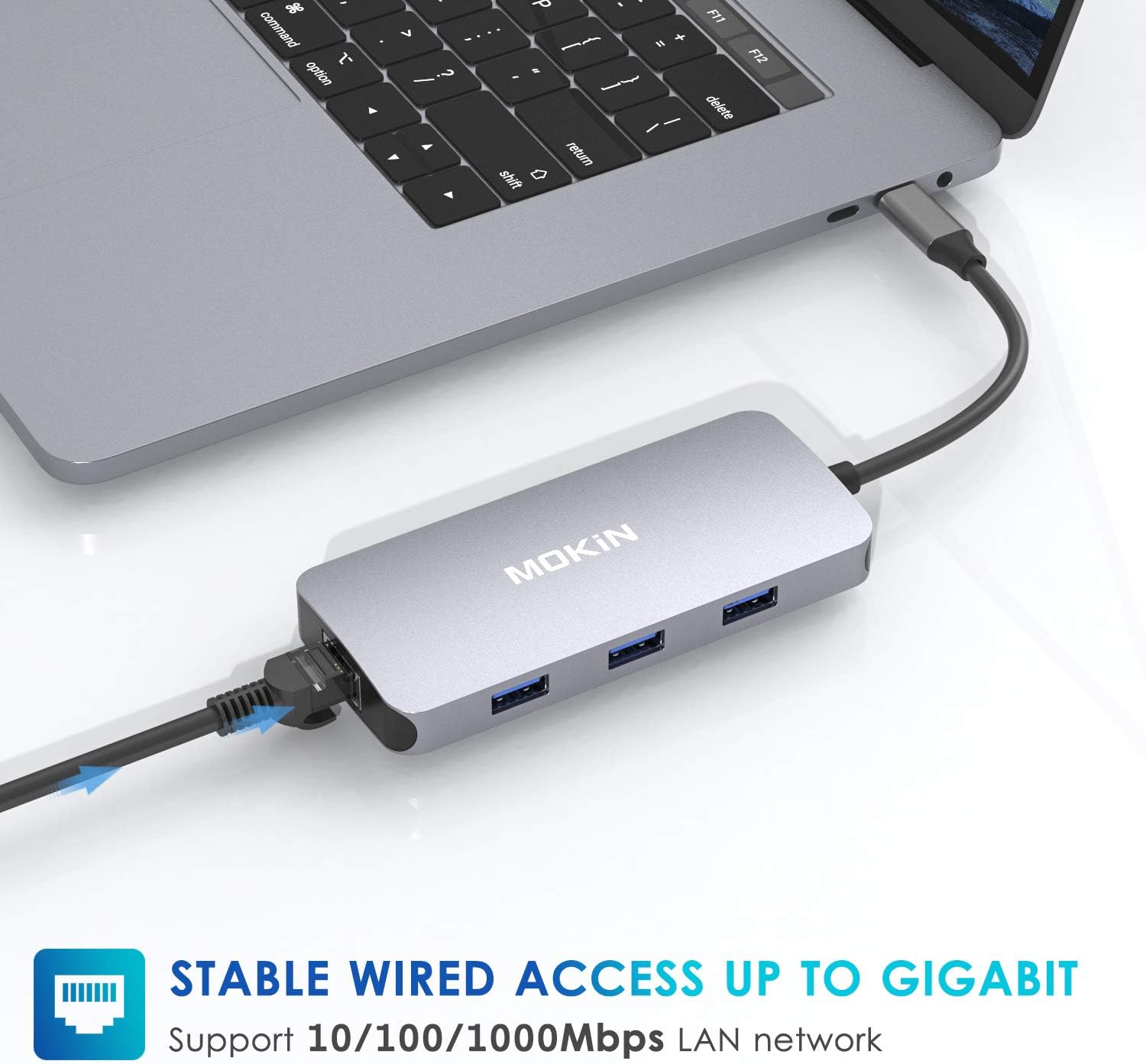 Detalle de MOKiN UC0501 9-in-1 USB-C Hub with HDMI, Gigabit Ethernet and 100W PD