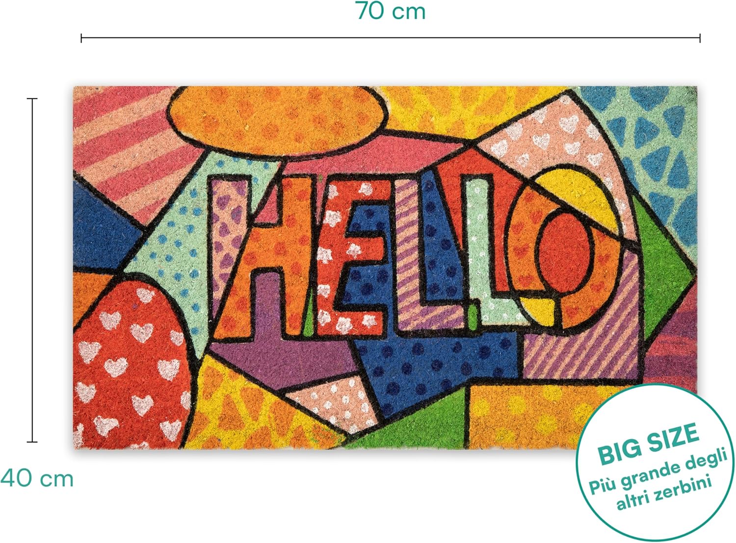 Detalle de Zerbino Baroni Home 70x40 cm in cocco dipinto a mano, resistente e antiscivolo