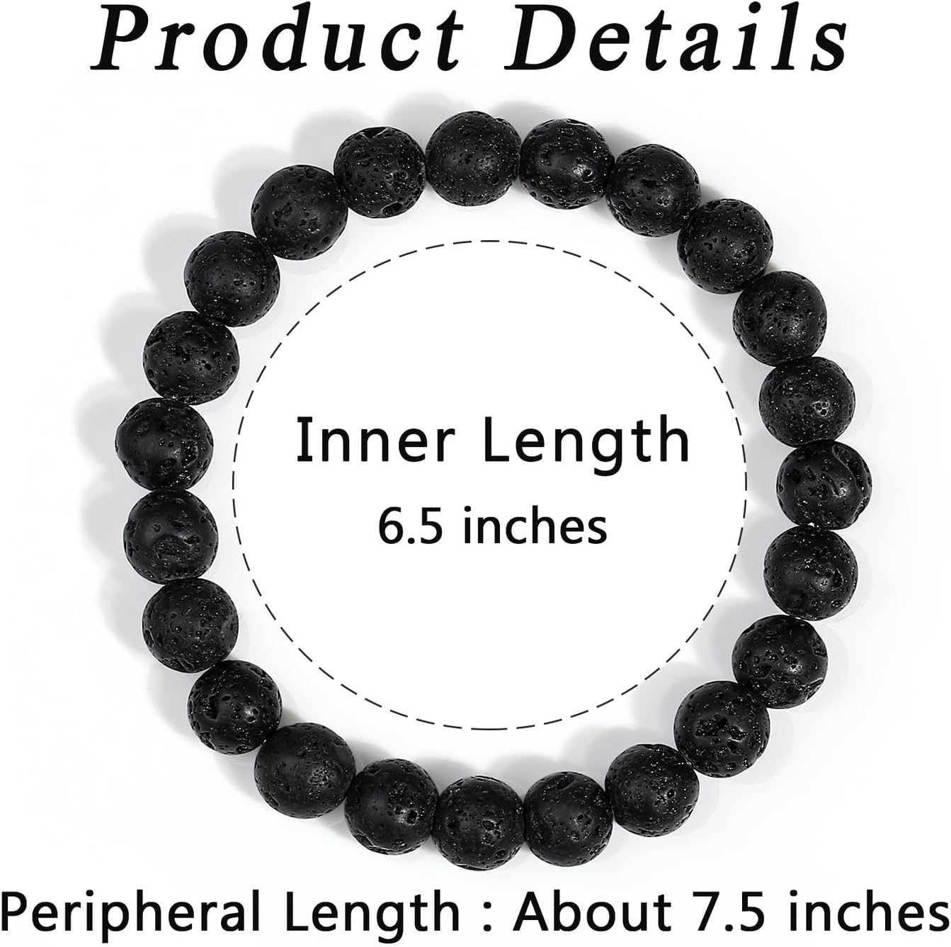 Detalle 2 de XIANNVXI 8mm Perlenarmband – elastisch, Lavastein & Kristalle