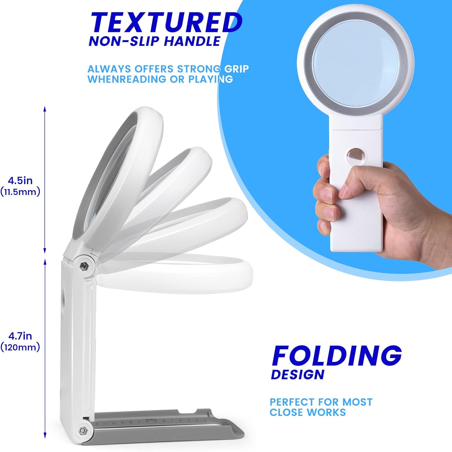 Detalle 2 de Magnifying Glass with Light and Stand 18 LED 🔎
