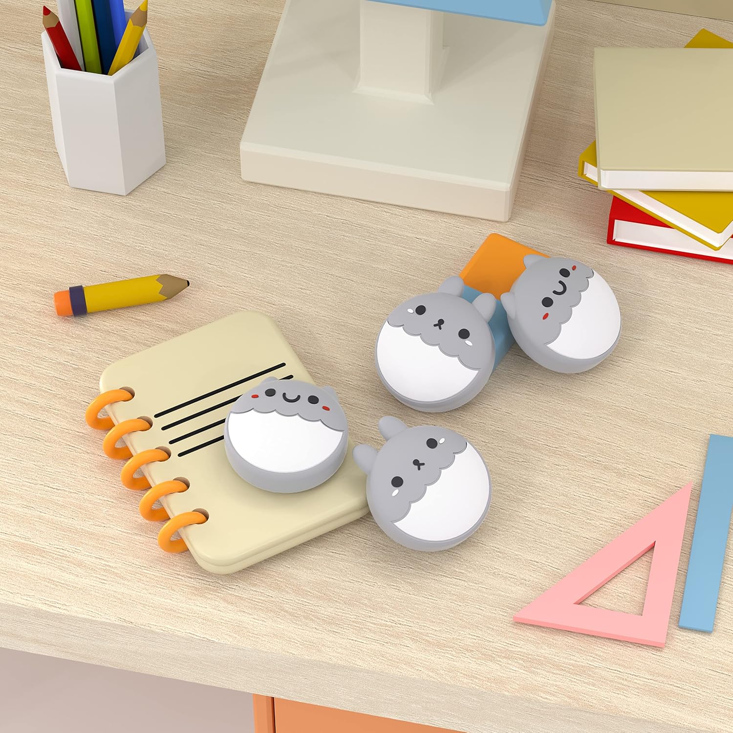 Detalle de eXtremeRate PlayVital Cute Thumb Grip Caps for Nintendo Switch – Rabbit & Squirrel Light Gray