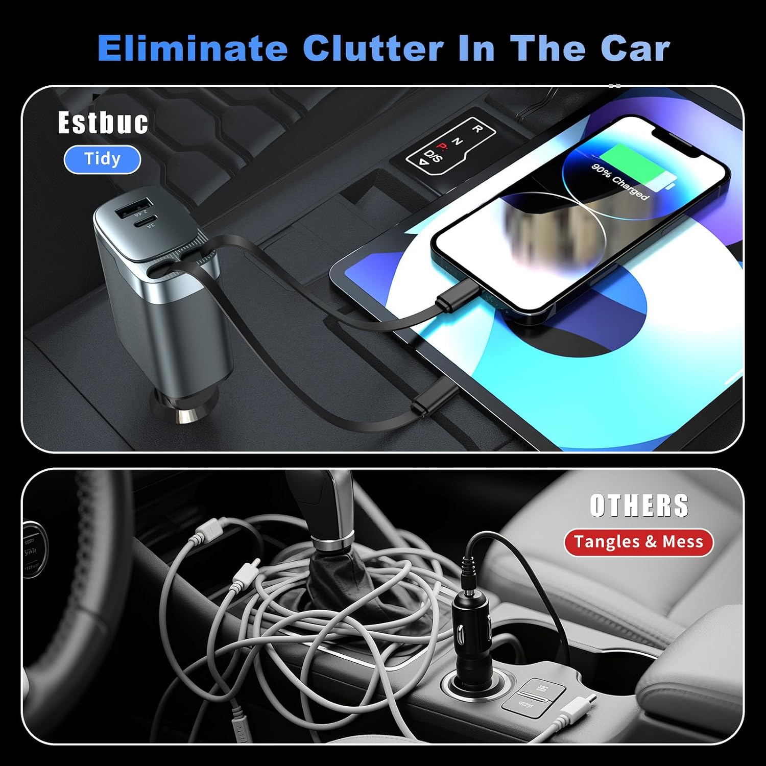 Thumbnail 3 de 84W Retractable Car Charger USB-C 4-in-1
