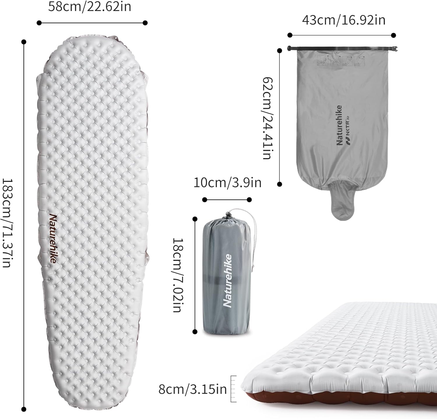 Thumbnail 1 de Naturehike Thermal 5,8 R-Wert Camping-Isomatte (ultraleicht, selbstaufblasend) für 4 Jahreszeiten
