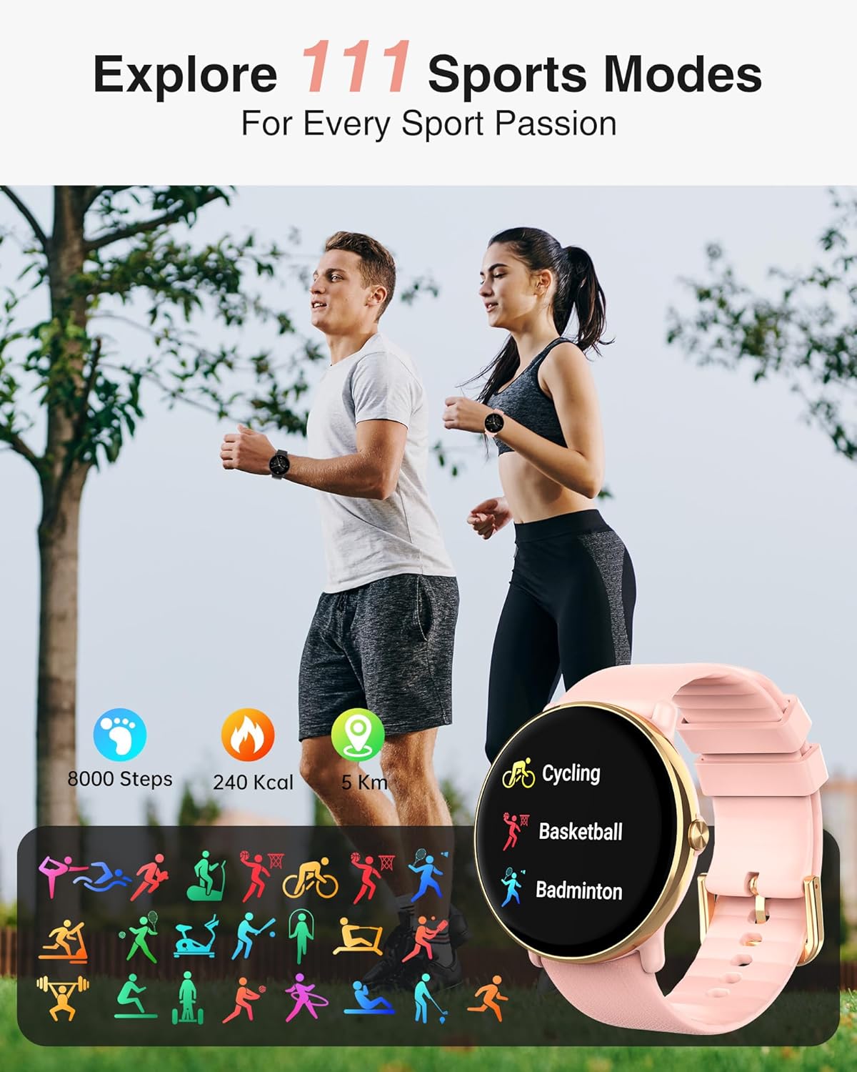Detalle de Gerpeng Women’s Smart Watch — 1.43” AMOLED, 111 Sports, IP68, Call Function