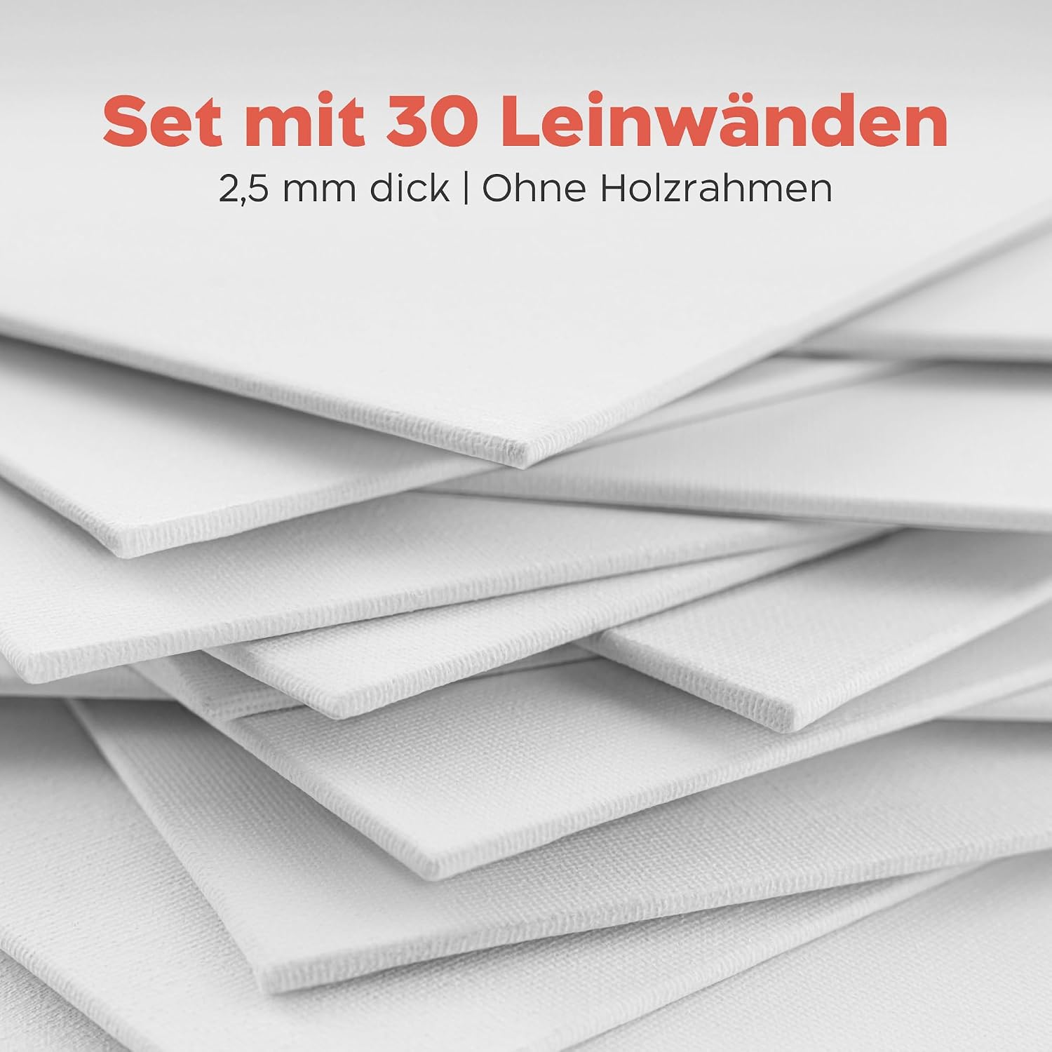 Detalle 2 de Zenacolor Leinwand zum Bemalen Set (30 Stück) – 3 Größen, 100% Baumwolle, für Acryl & Öl