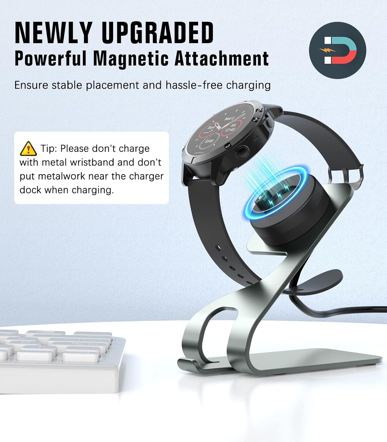 Thumbnail 2 de MoKo Aluminium Charging Dock for Garmin Watches (Fenix, Vivoactive, Forerunner, Venu) – Space Grey