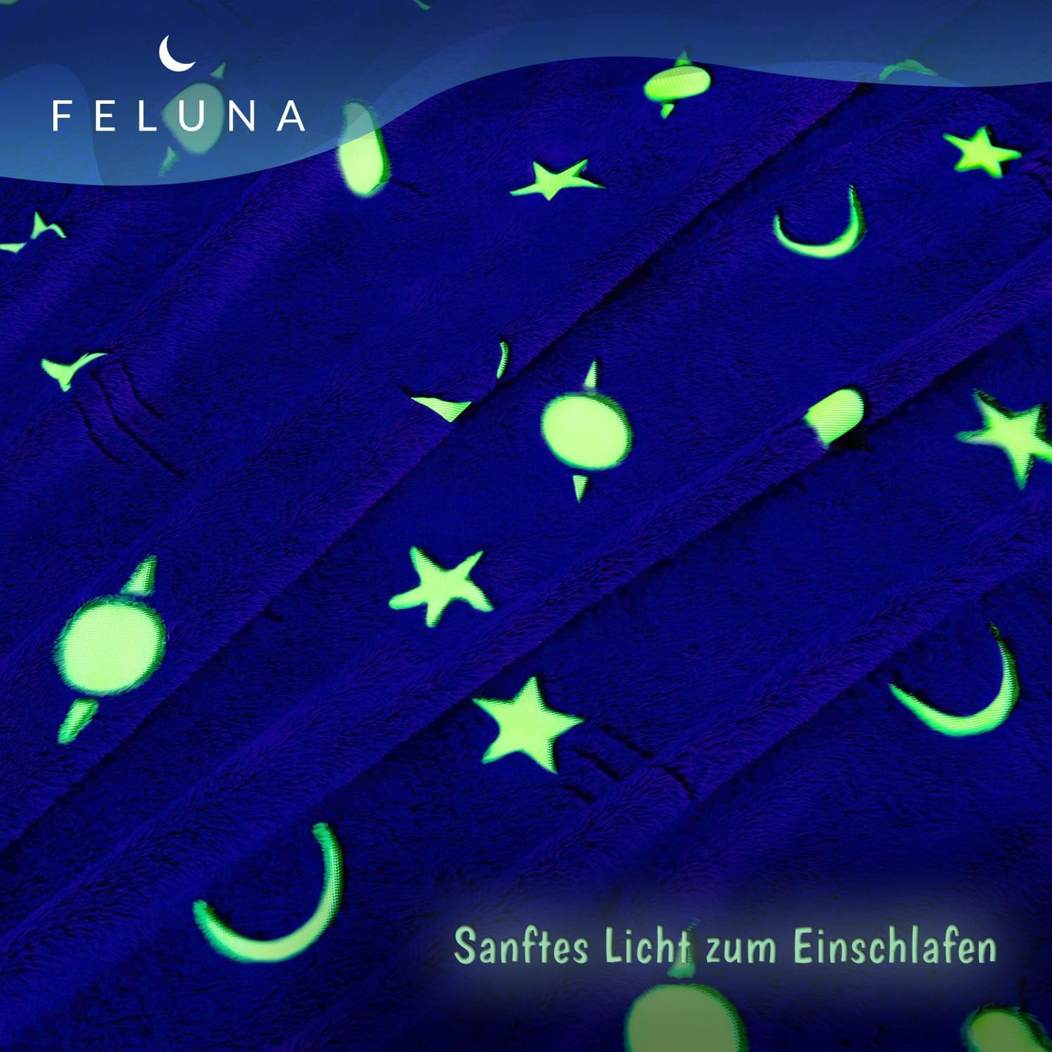 Detalle de Feluna Glow-in-the-Dark Plush Blanket for Kids & Adults, Coral Fleece