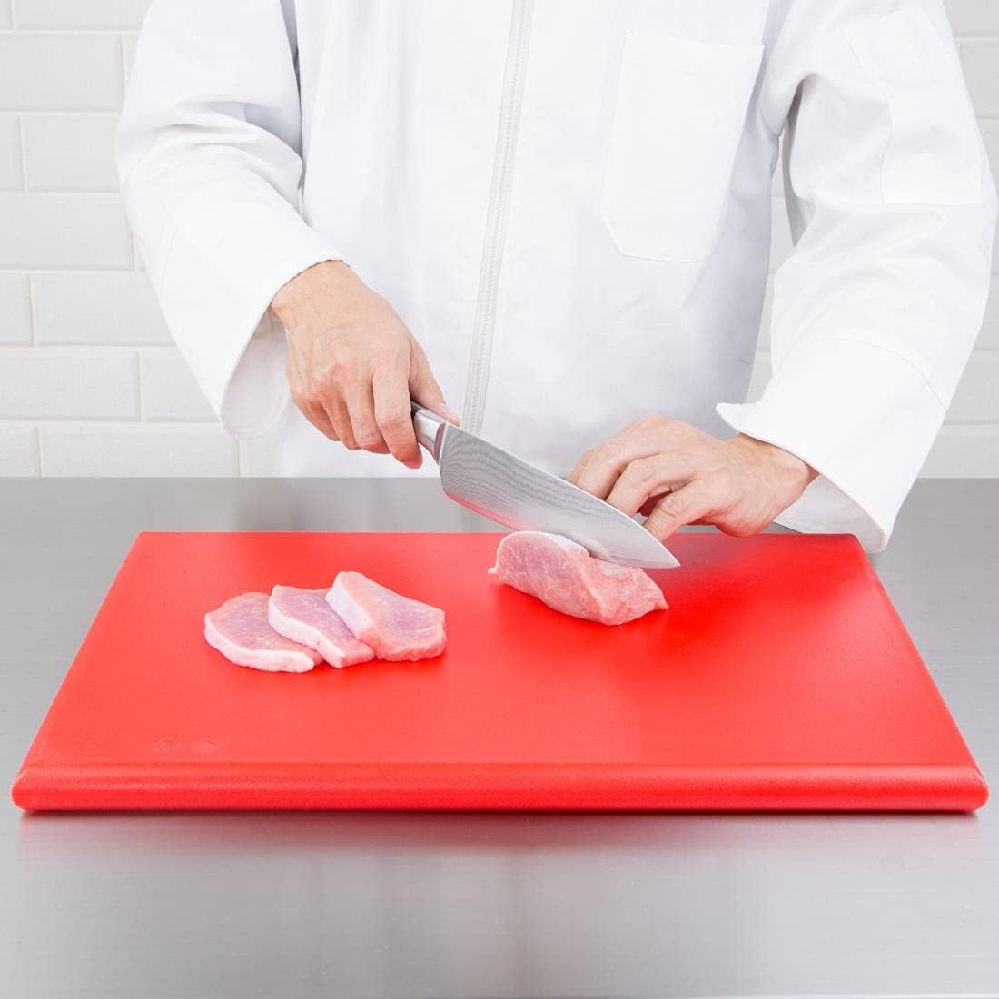 Detalle de Hygiplas Schneidebrett Hohe Dichte, extra dick, Rot – 25 x 450 x 300 mm