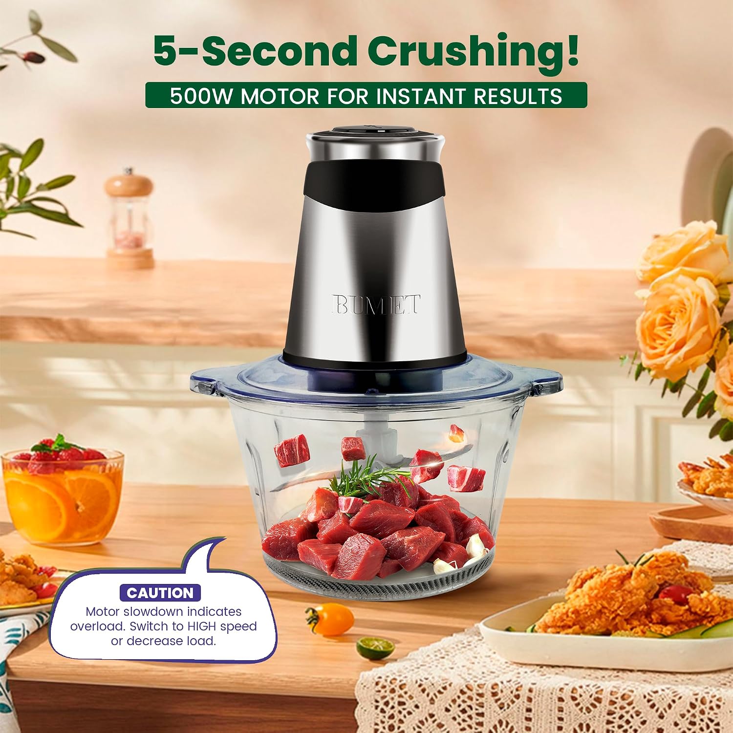 Detalle de BUMET Electric food processor 500W with 8cup bowls 🍽