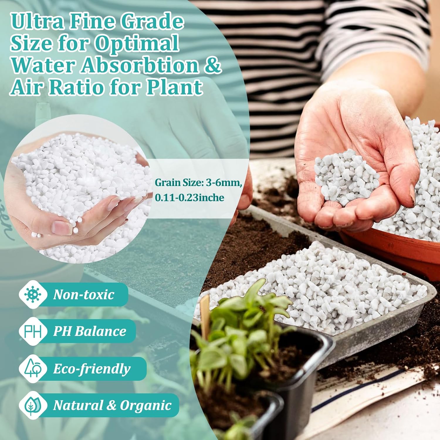 Detalle 2 de Legigo Horticultural Perlite for Indoor Plants, Coarse Aeration & Drainage Amendment