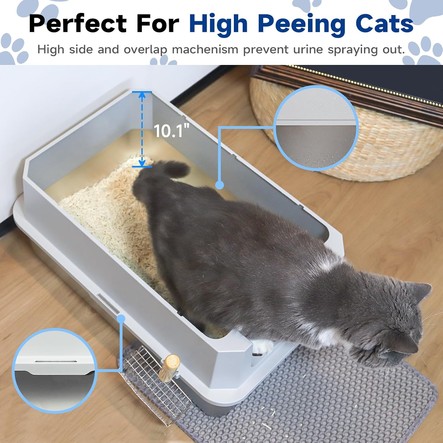 Detalle de TTT TENTIZON PT003-GY-00 Stainless Steel Covered Cat Litter Box, XL