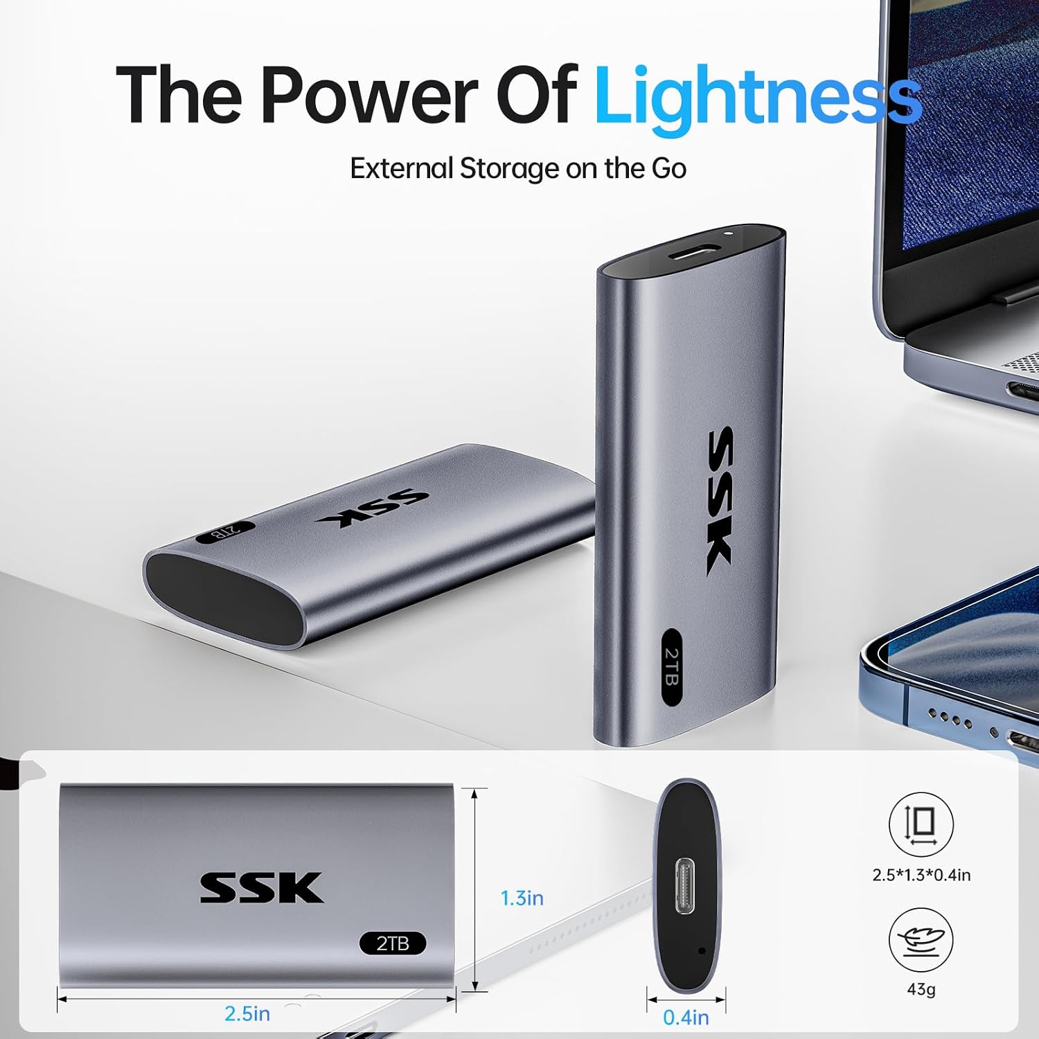 Thumbnail 6 de SSK 2TB Portable SSD External Drive — USB 3.2 Gen2, up to 550MB/s