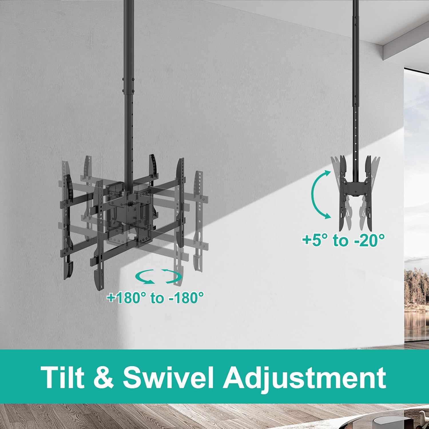 Detalle de WALI Dual Ceiling TV Mount for 43–86-Inch TVs