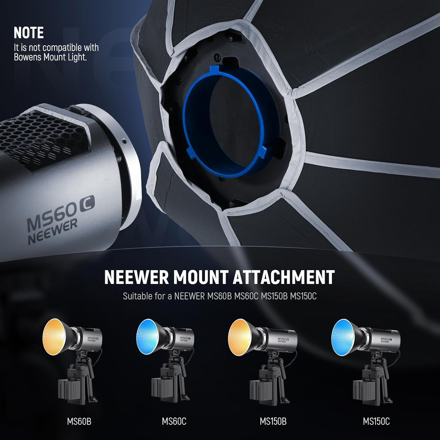 Thumbnail 1 de NEEWER 20" (50cm) Octagonal Softbox with NEEWER Mount (Quick-fold Octabox) for compatible MS/LED lights