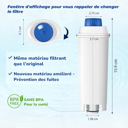 Detalle de Mutital 6 filtres à eau pour machines à café De’Longhi ECAM, ESAM et Dinamica