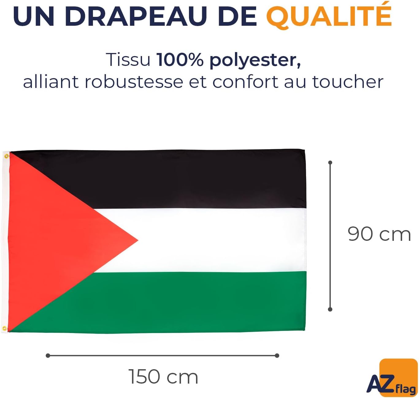 Thumbnail 1 de AZ FLAG Drapeau Palestine 150x90 cm – 100% Polyester, œillets métalliques intégrés