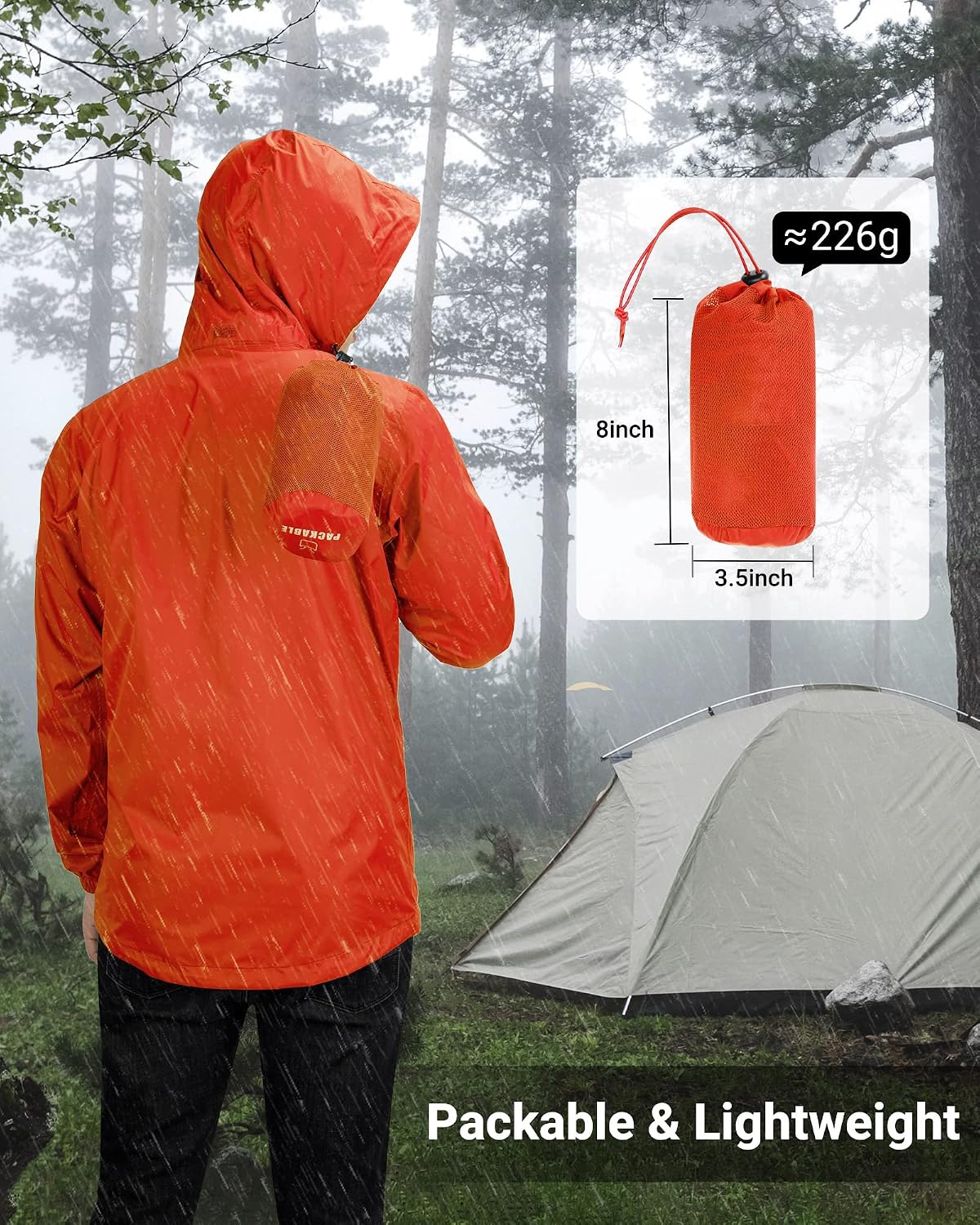 Detalle de Outdoor Ventures Men's Lightweight Waterproof Jacket