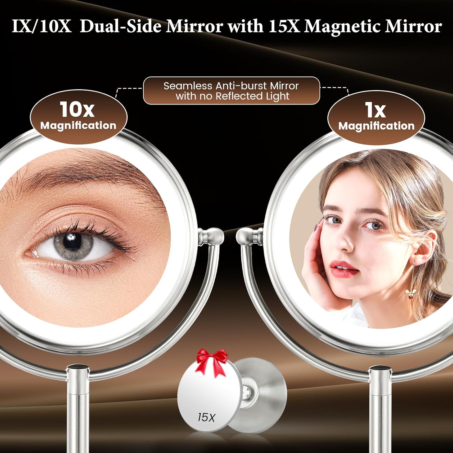 Thumbnail 1 de Professional 8.5" Large Lighted Makeup Mirror 10X with 3-Color Lights 💄