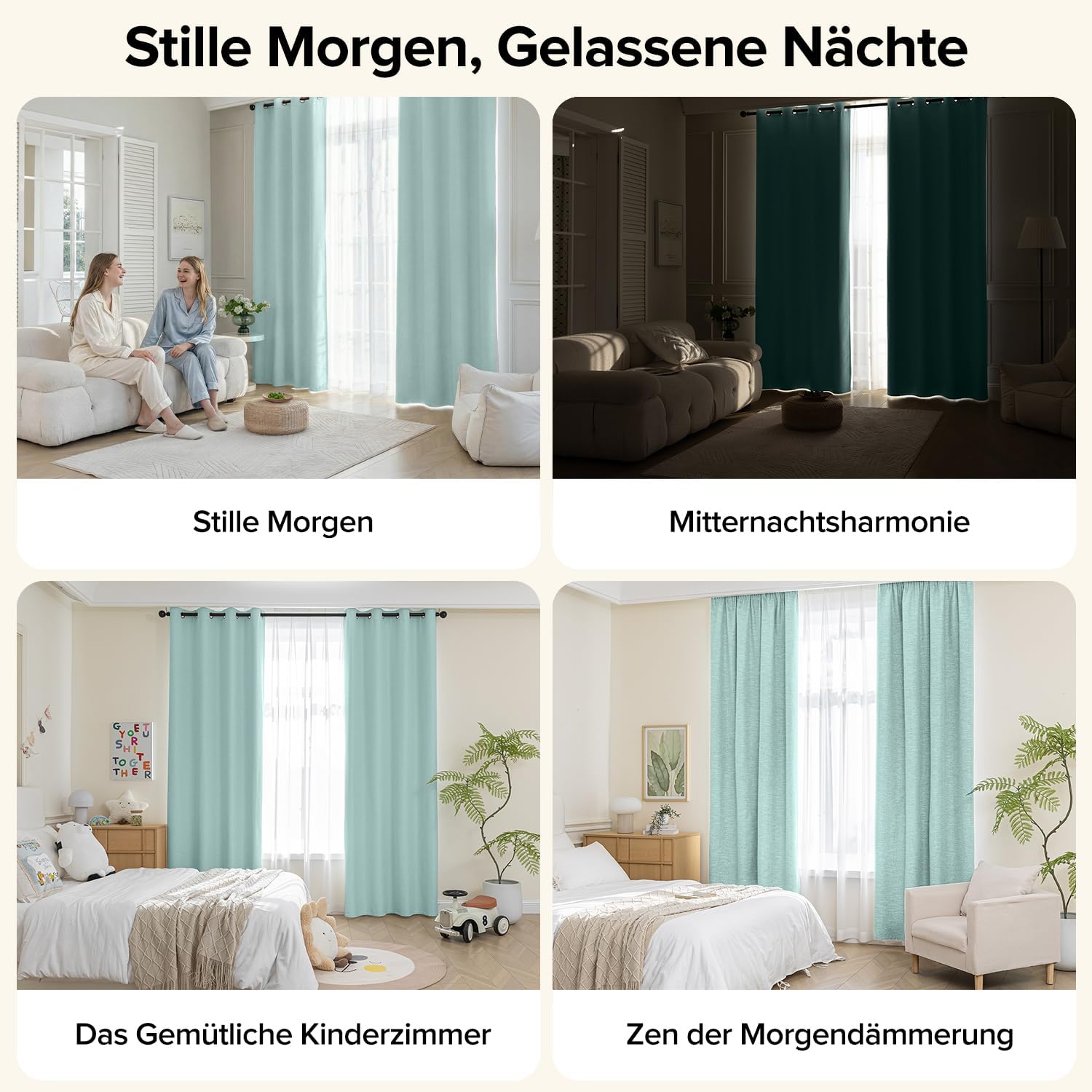 Thumbnail 6 de Runyéla Verdunkelungsvorhänge in Leinenoptik – 2er Set, Himmelblau, H 245 x B 140, OEKO-TEX, 305 g/m²
