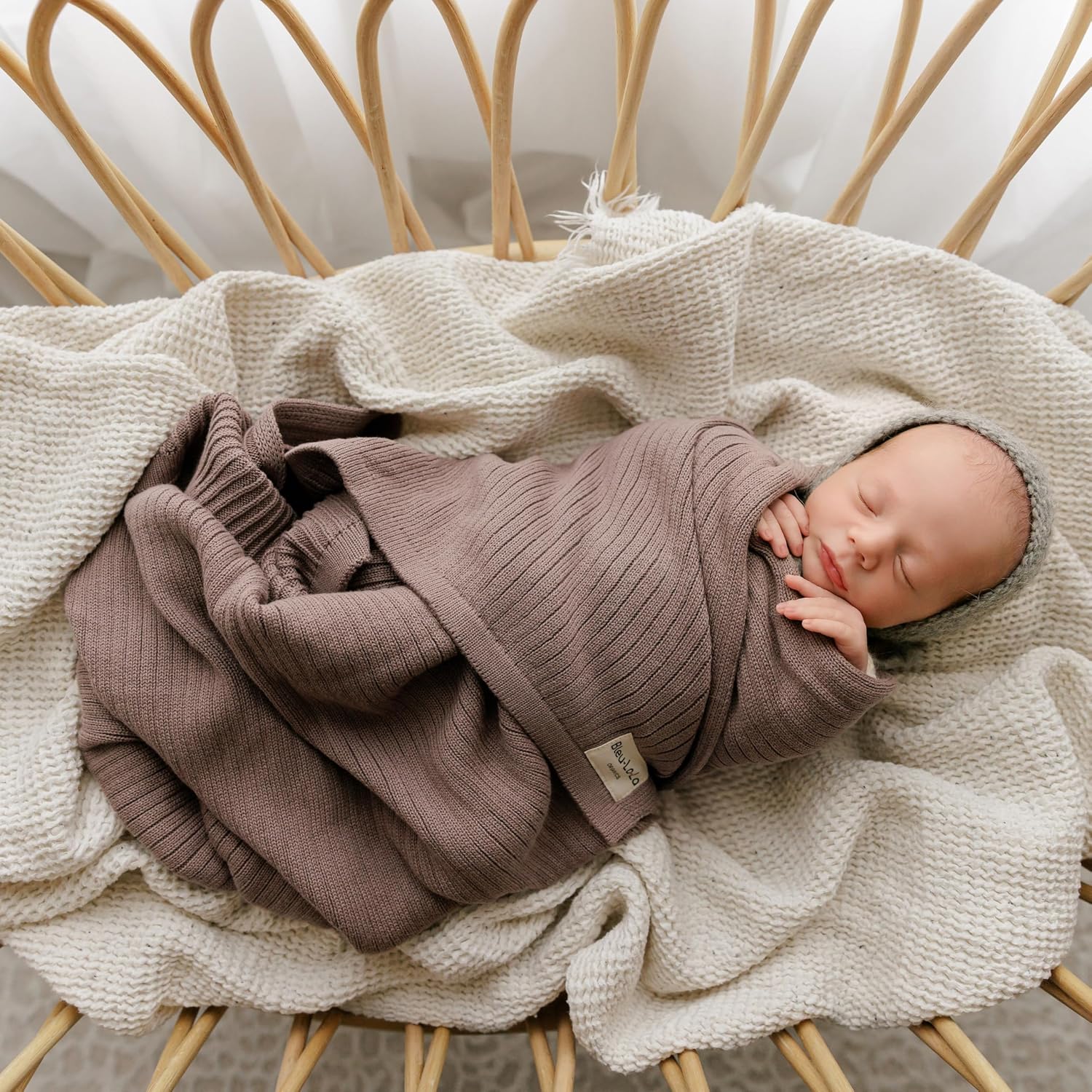 Detalle de Bleu La La Organic Cotton Baby Blanket