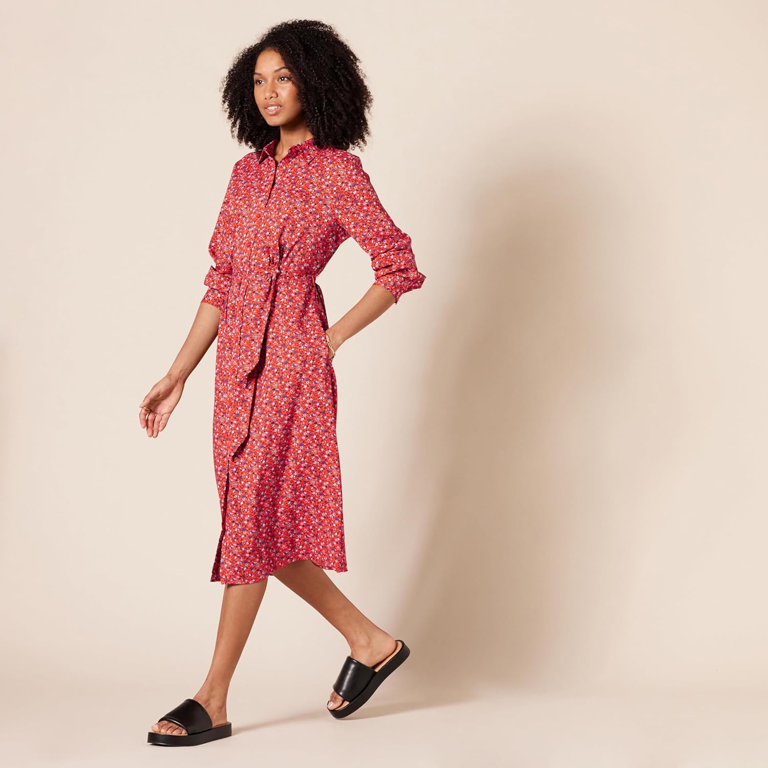 Thumbnail 3 de Amazon Essentials Women's Long-Sleeve Midi Shirt Dress for Work and Office
