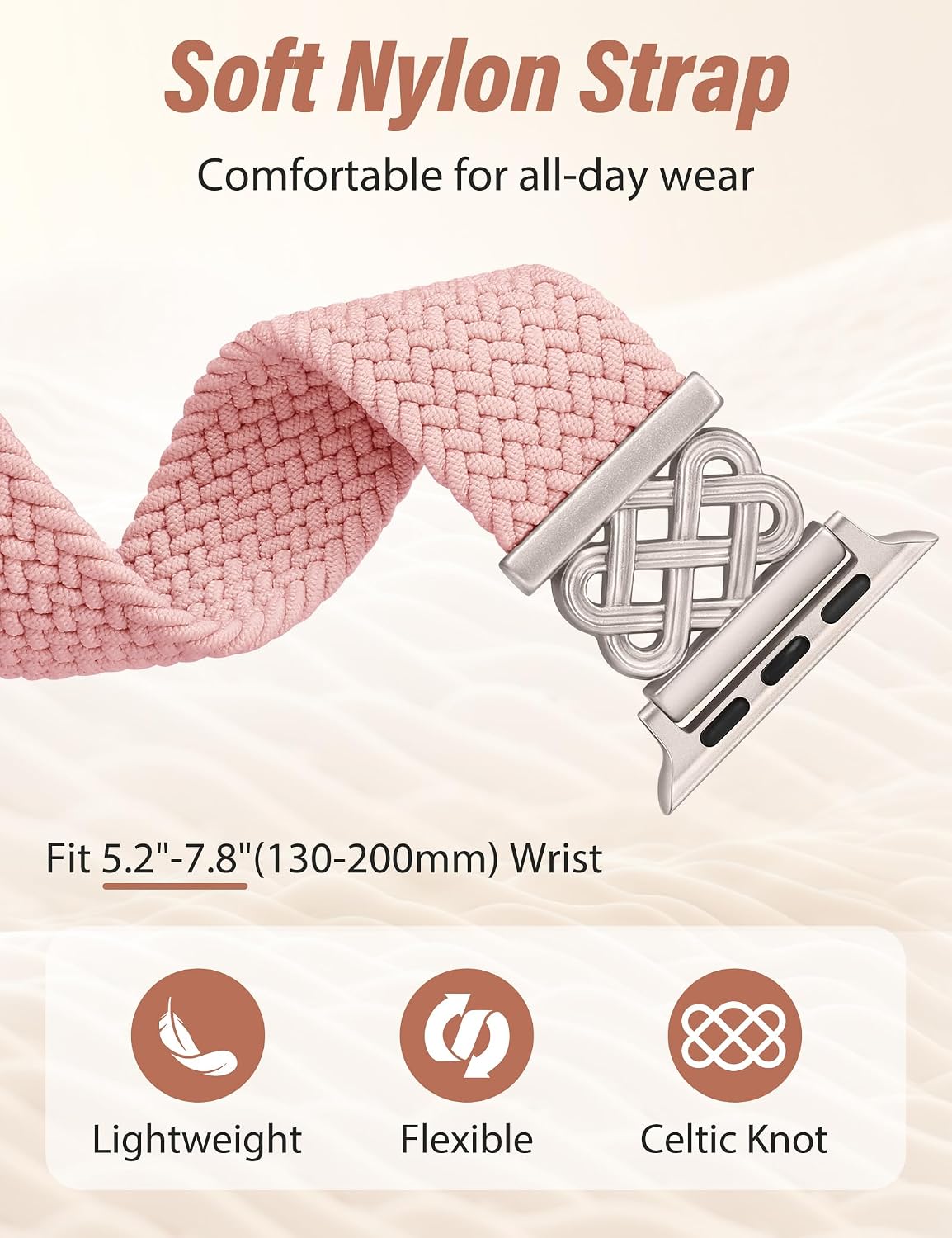 Detalle de TOYOUTHS U71-LQ-AWB333-001 Celtic Braided Apple Watch Band, Stretch Nylon
