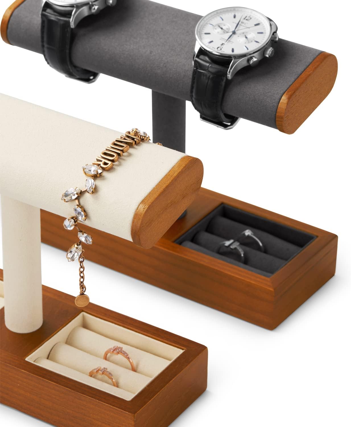 Detalle de Papten Soporte de Madera para Relojes y Joyas 🕰