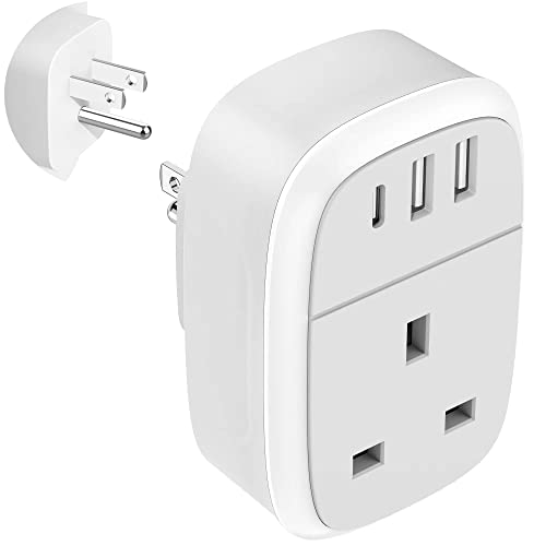 Imagen de Cyzbim UK to US Plug Adaptor with 20W USB-C – 4 in 1 USBC Travel Charger en OfertitasTOP