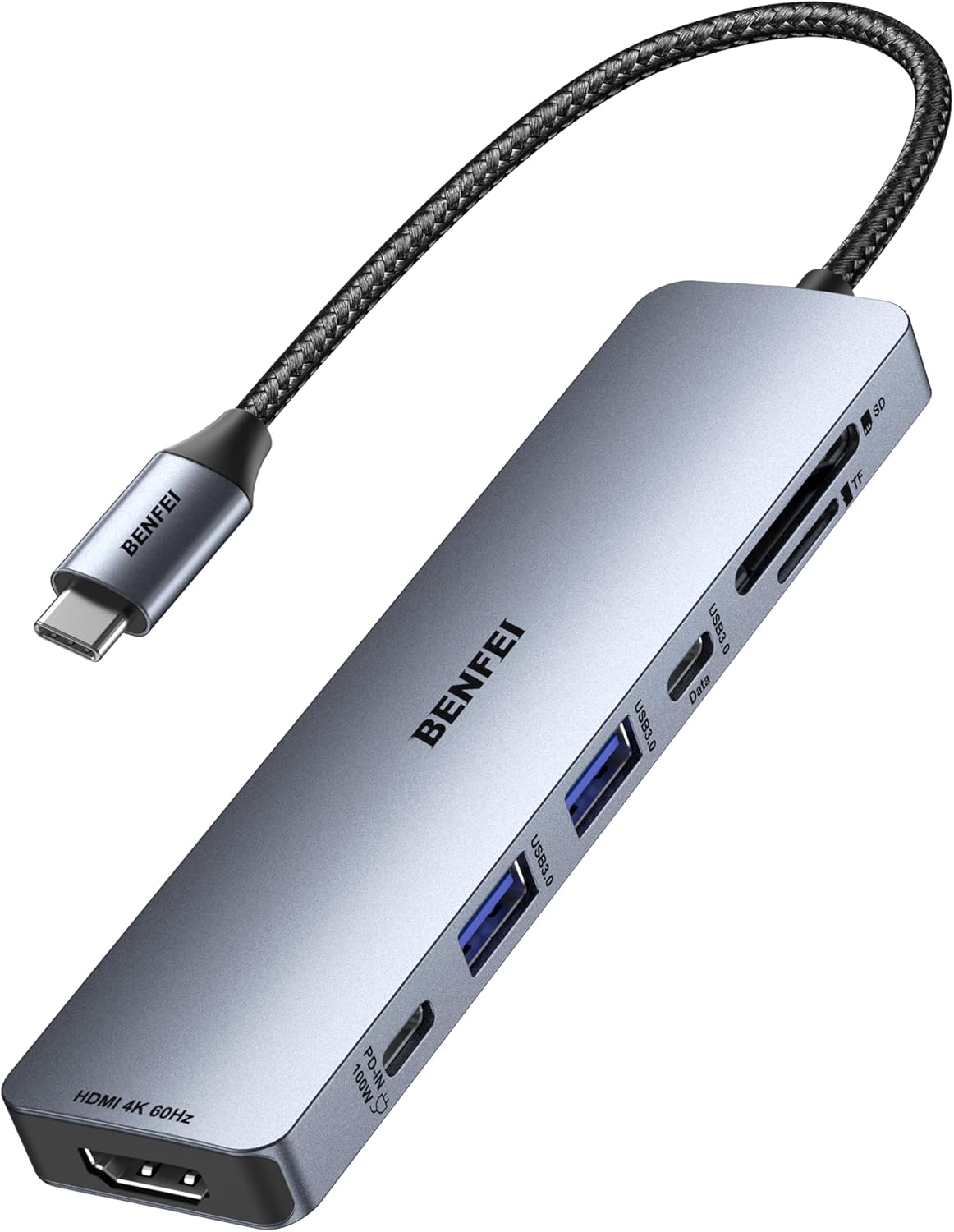 Detalle de BENFEI Hub USB-C 7 in 1 HDMI 4K60Hz 100W