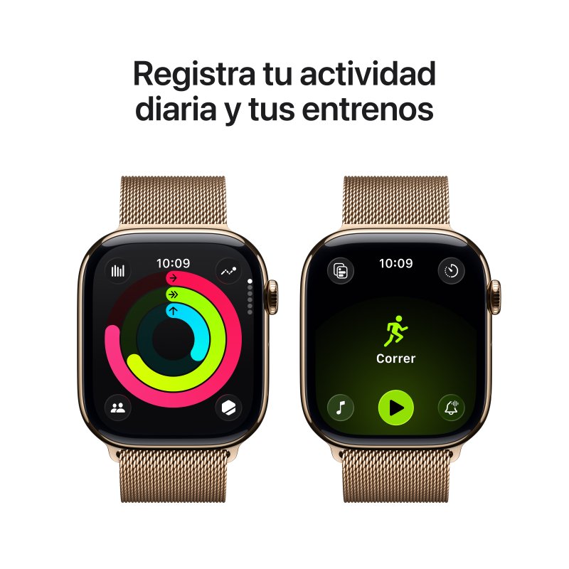 Detalle de Apple Watch Series 11 GPS + Cellular 46mm Titanio Oro con Milanese Loop Oro (M/L)