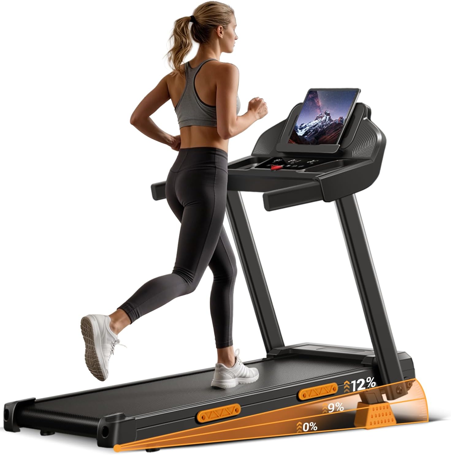 CURSOR Tapis Roulant Salvaspazio con inclinazione 15%, motore 3.0 HP e display LED (fino a 12 km/h)