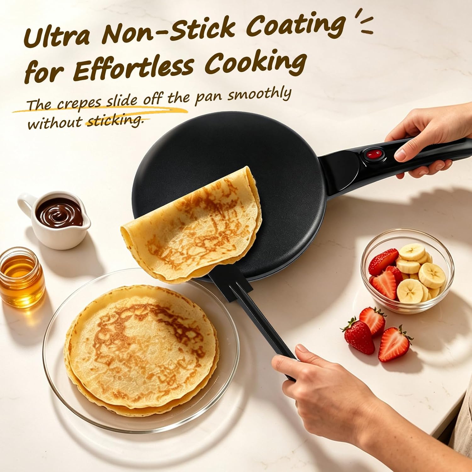 Detalle de Electric Crepe Maker with 8" Nonstick Pan — 800W, Auto Temp Control