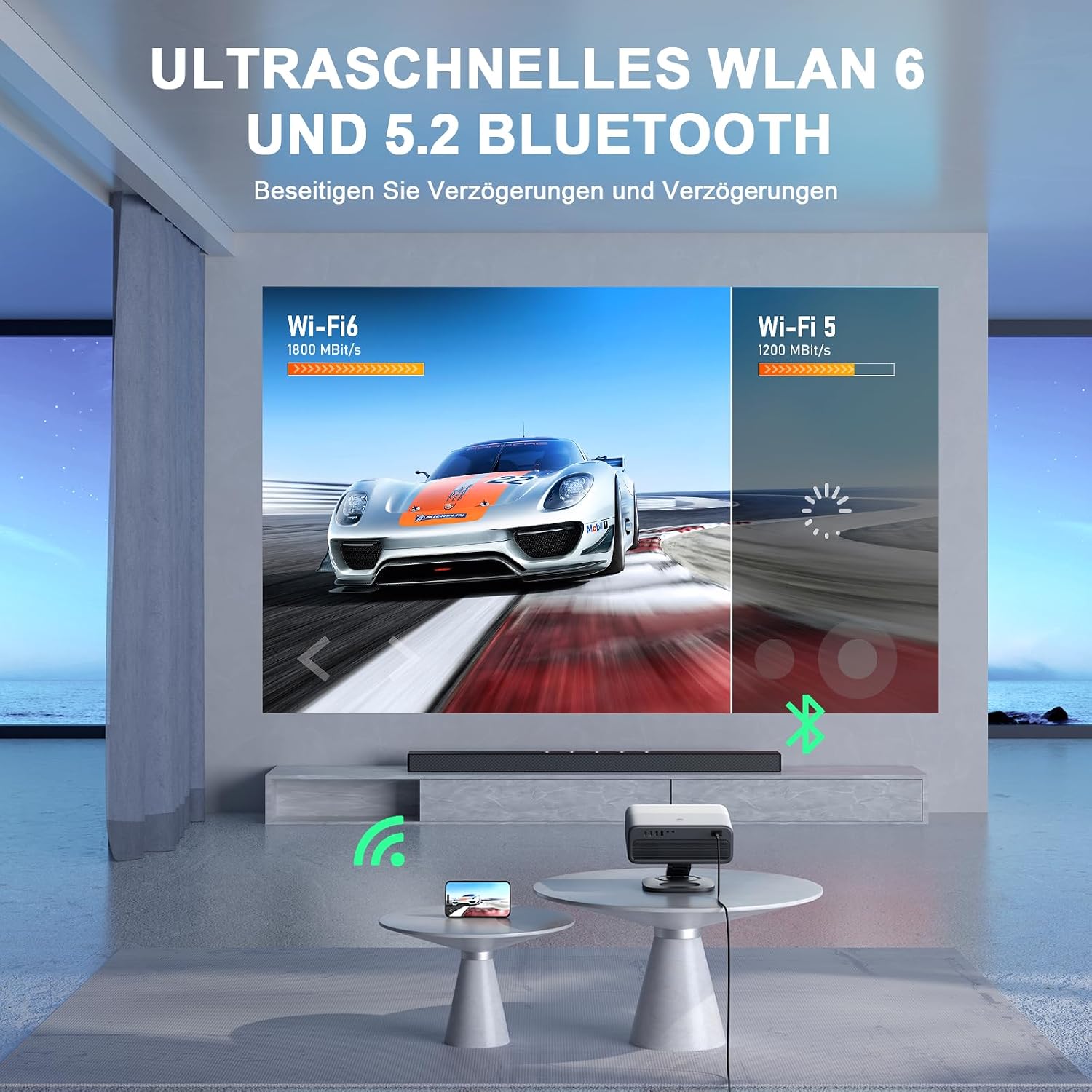 Detalle de Smart Beamer 4K VISSP 4000 ANSI – Netflix-fähig, Dolby Audio, Autofokus