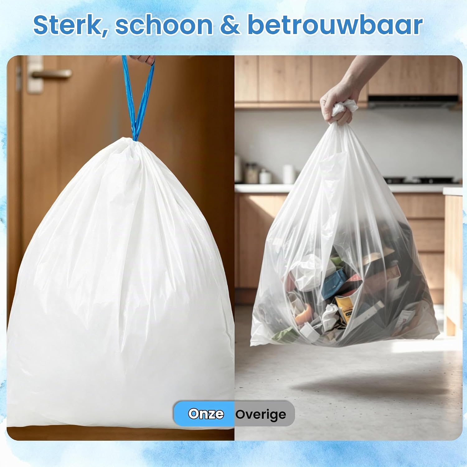Detalle 1 de Xcdhemde vuilniszakken 50 liter, wit, 70 x 75 cm met trekkoord
