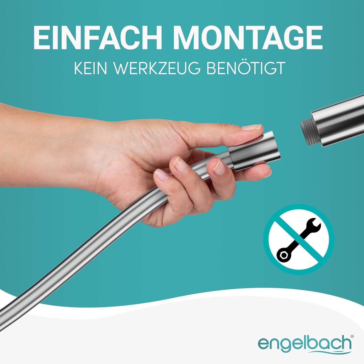 Detalle 2 de Engelbach Duschschlauch 2 m – Kunststoff, Standard G 1/2", knickschutz, Trinkwassergeprüft, Made in Germany