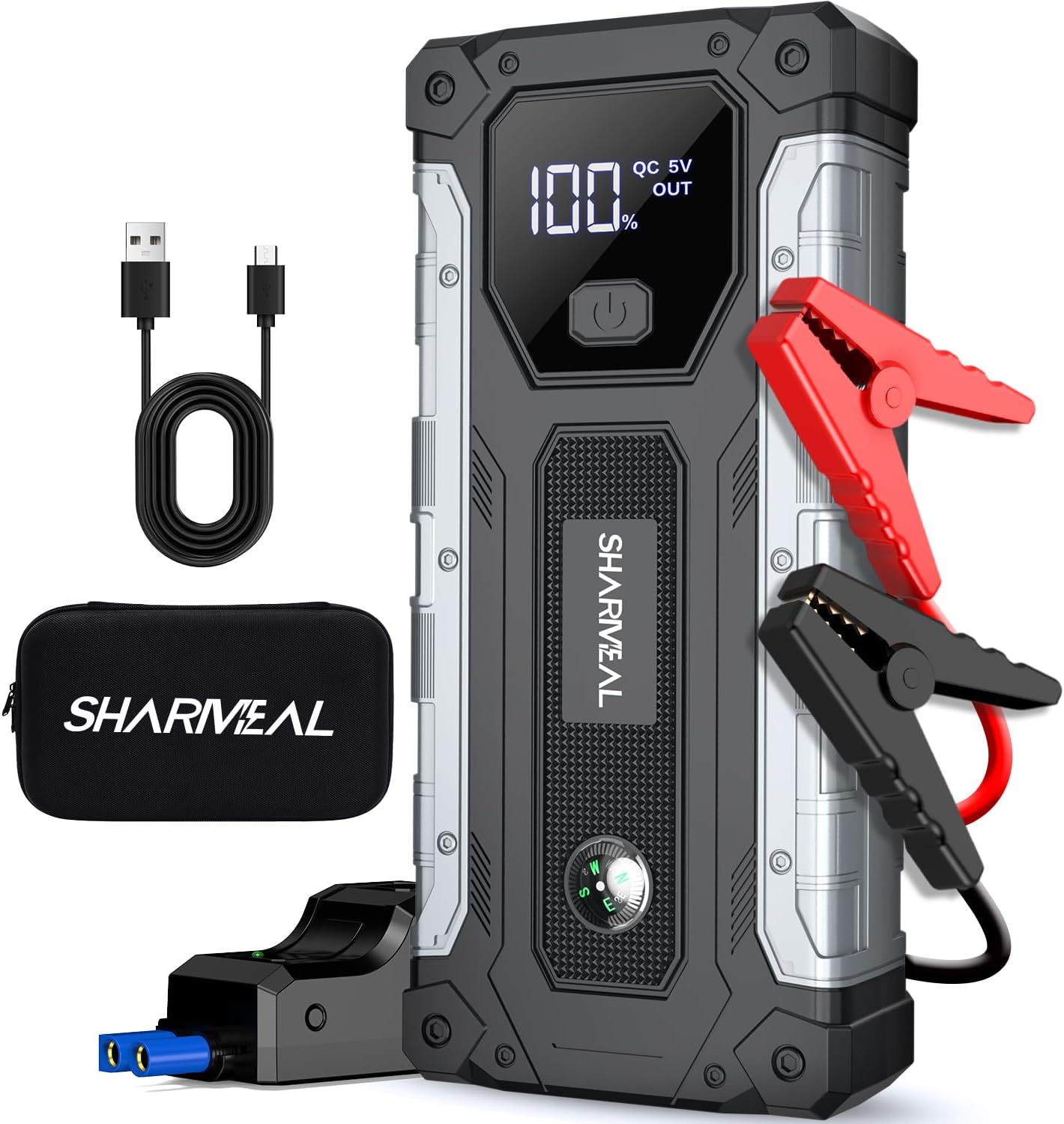 Detalle de Sharmeal Booster Batterie Voiture 8000A et Démarreur Portable – Puissance et polyvalence en une seule unité