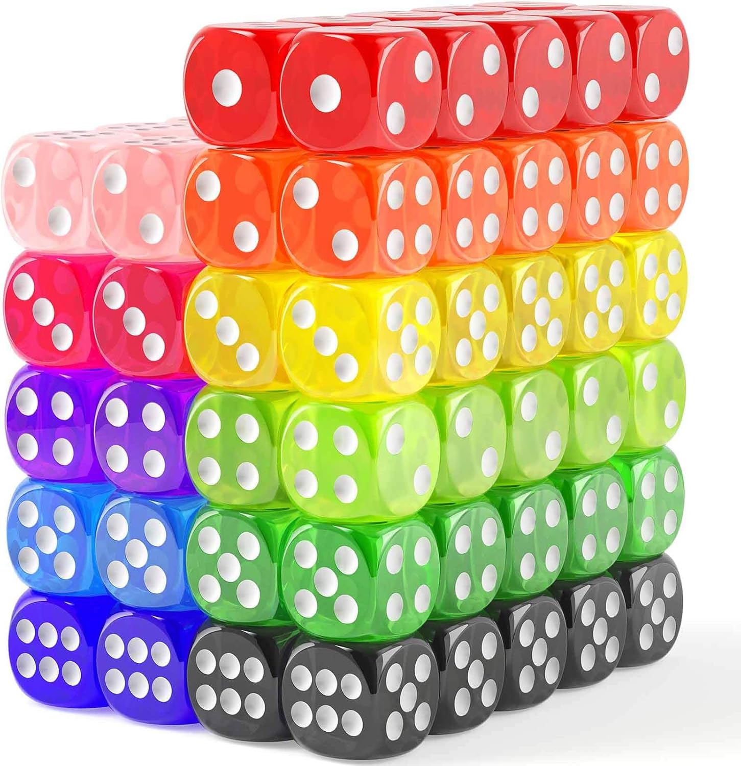Rerdeim 110-Piece Colored Dice Set (6-Sided, 11 Colors) for Classroom, Games, and DIY