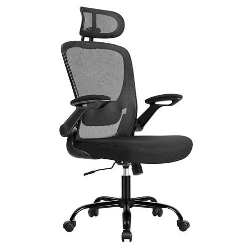 Detalle de SONGMICS Silla de Escritorio Ergonómica con Malla y Reposabrazos Abatibles