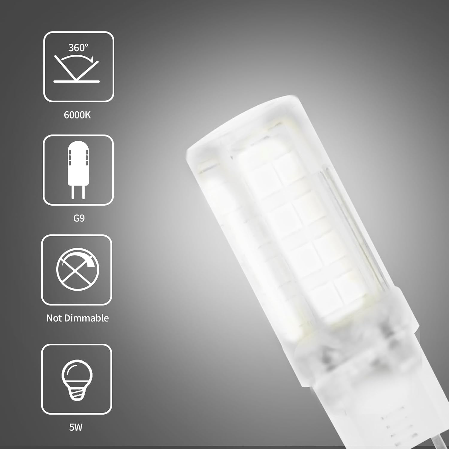 Thumbnail 3 de ZEIYEI G9 LED Bulbs 5W (40-50W Halogen Equivalent) 6000K Cool White, 450LM, Non-Dimmable, 6 Pack