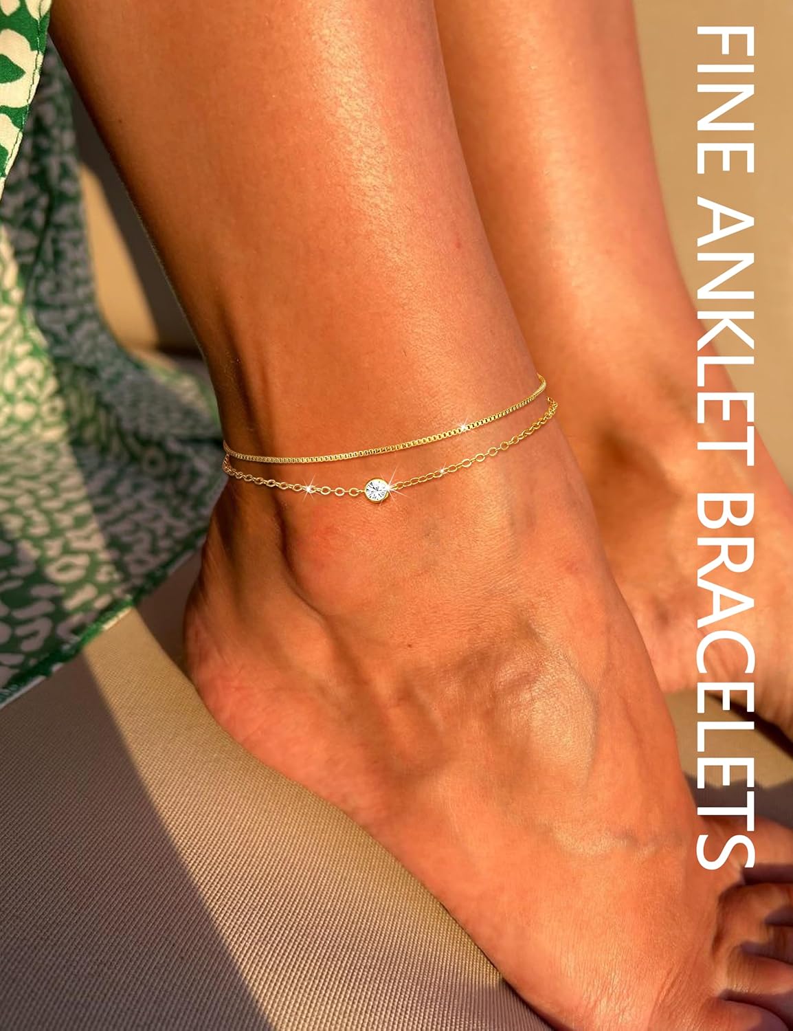 Detalle de MILACOLATO Fußkettchen Damen – verstellbare Silber 925 Kette mit Herz, Büroklammer und Zirkonia