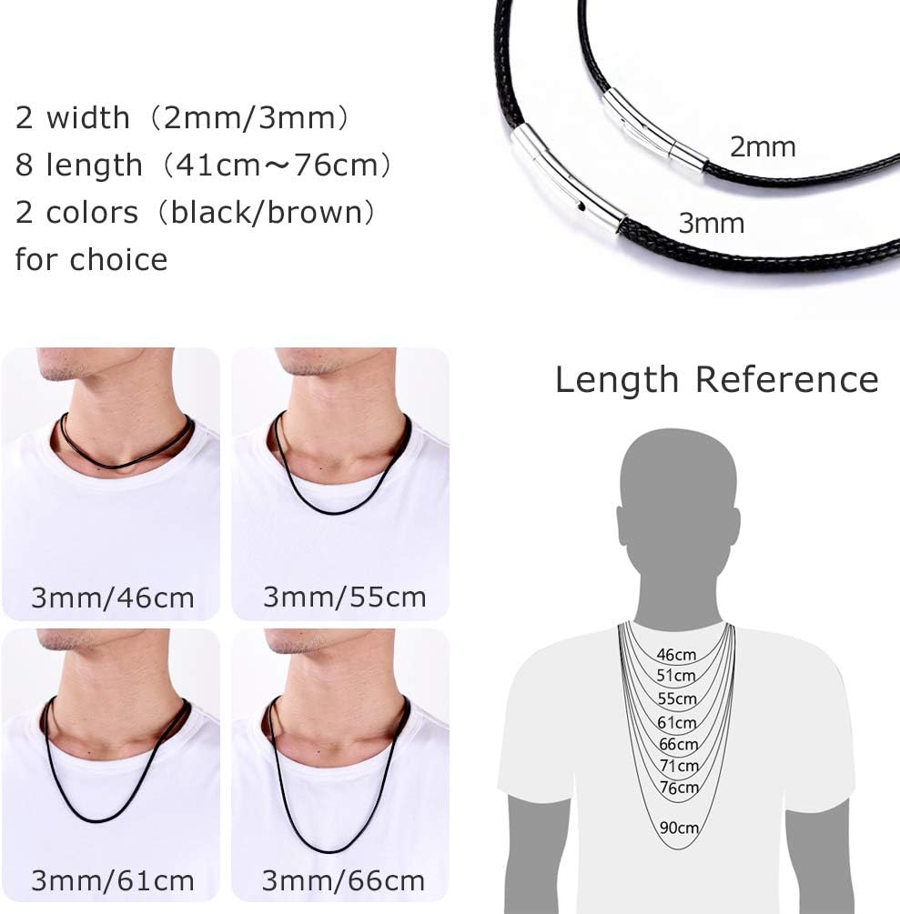 Thumbnail 5 de PROSTEEL Chaîne-collier homme marron en faux cuir 3 mm avec fermoir acier inoxydable