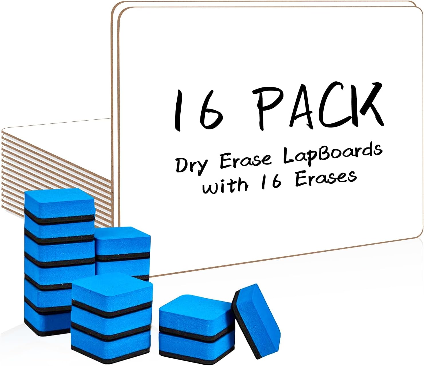 Detalle de PANDRI BOARD+ERASE SET Double-Sided Dry Erase Boards, 12.5 x 9-Inch, 16-Pack