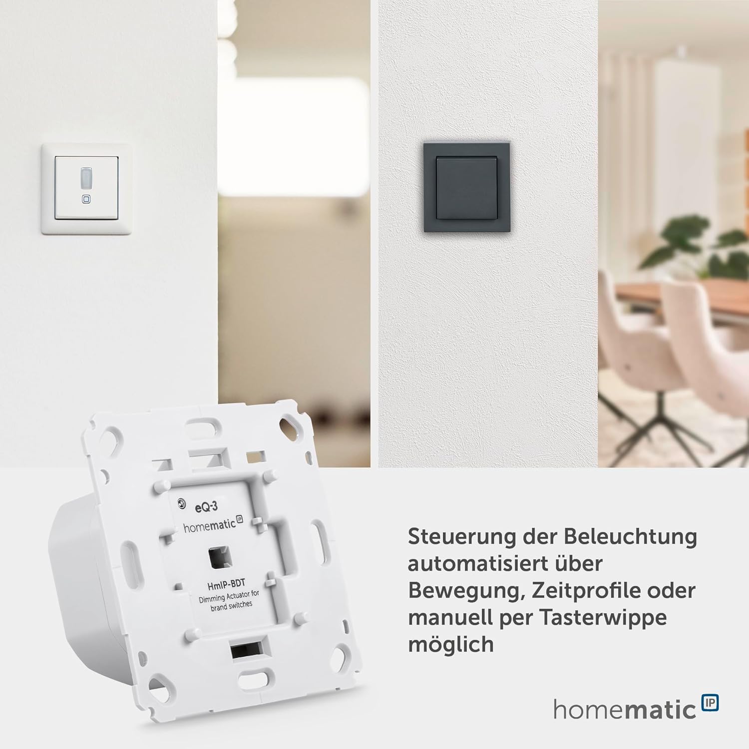 Thumbnail 4 de Homematic IP Dimmaktor für Markenschalter Phasenabschnitt (143166A0) – Smart-Home-Dimmer für dimmbare Leuchtmittel
