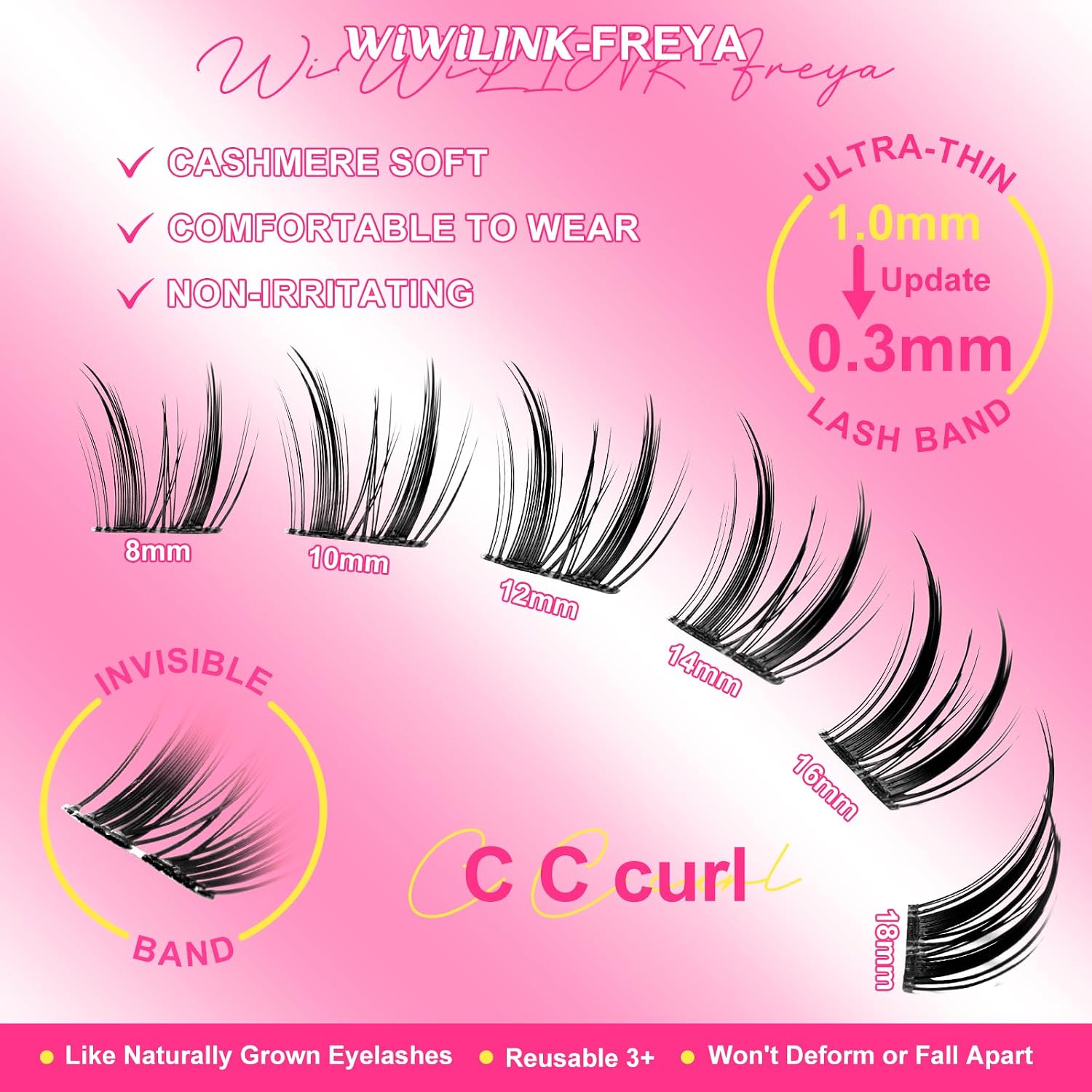 Detalle 2 de WiWiLINK Lash Clusters, 8-18mm