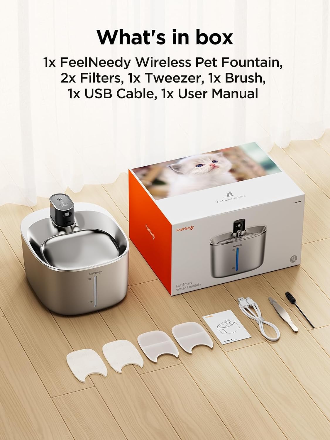 Thumbnail 6 de FEELNEEDY YPD-C004S 4L stainless steel pet fountain