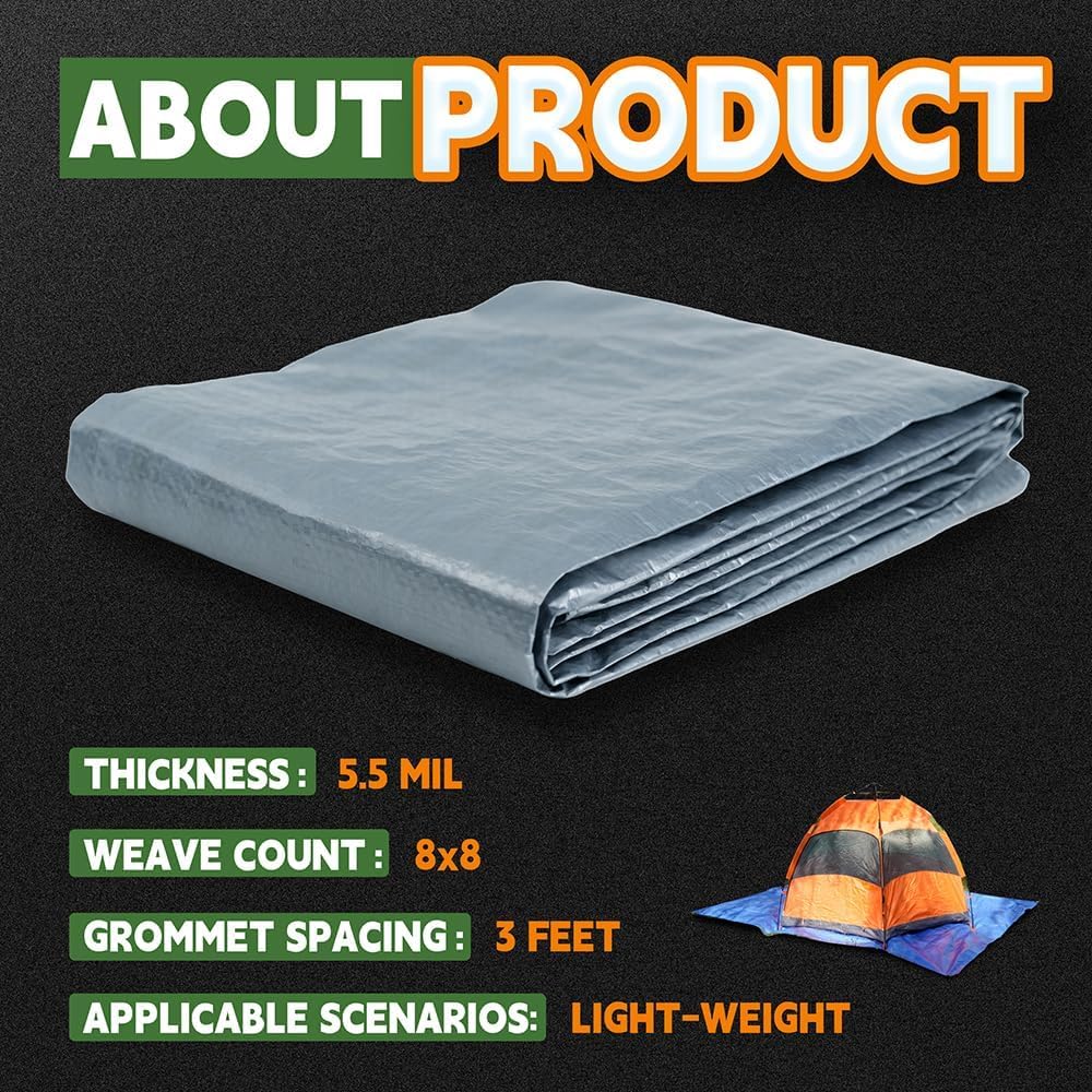 Thumbnail 6 de RAINDEWAY 30x40 ft Waterproof Tarp 5.5 mil 🏕