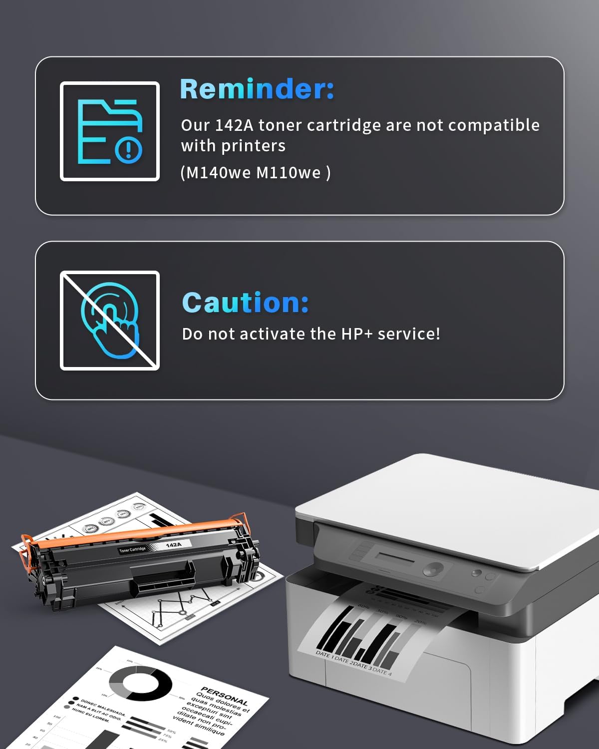 Thumbnail 3 de Toner compatibile HP 142A nero con chip per HP LaserJet MFP M140/M110/M139 (W1420A) – 1 nero