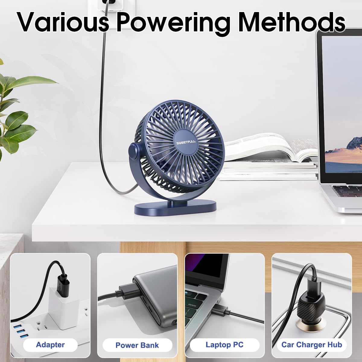 Thumbnail 1 de LULUWA Mini Ventilatore da Scrivania USB: compatto, silenzioso e regolabile
